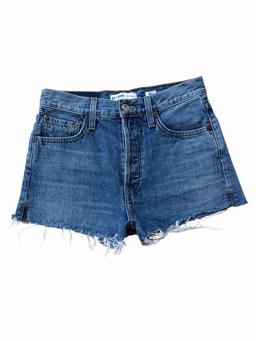 RE/DONE Blue Denim Cutoff Shorts